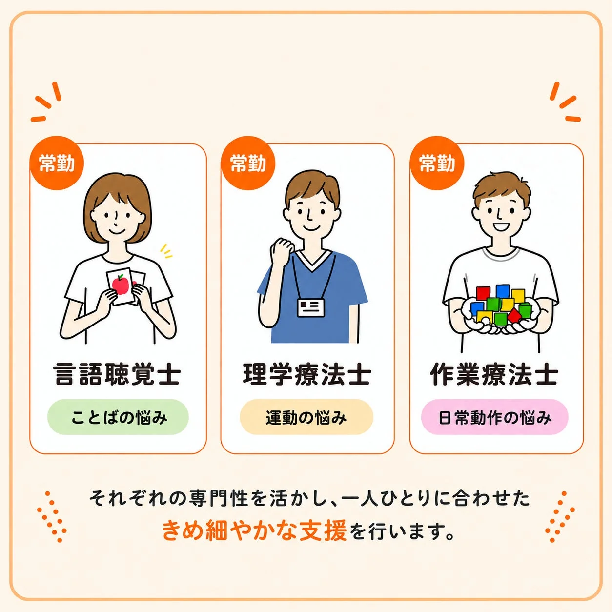 言語聴覚士、理学療法士、作業療法士のイラスト