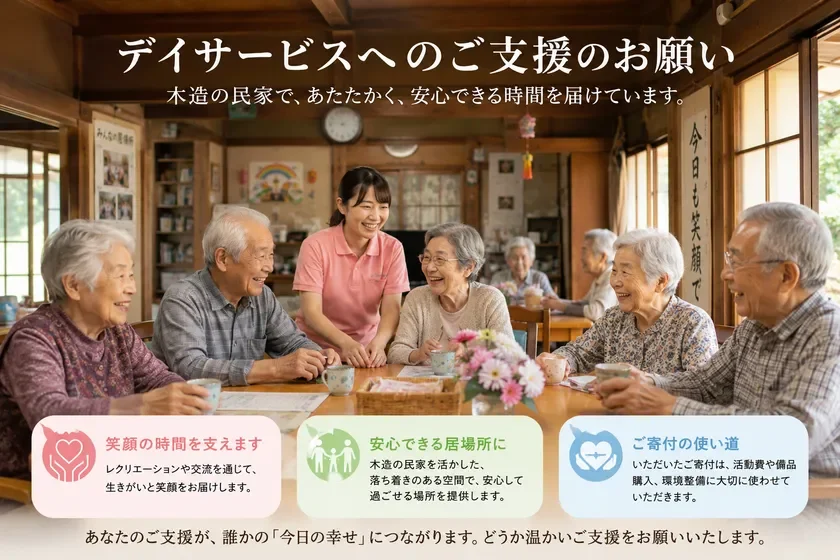 福岡の地域密着型デイサービス「希望の家」が低所得・生活保護高齢者支援のための常設寄付を開始