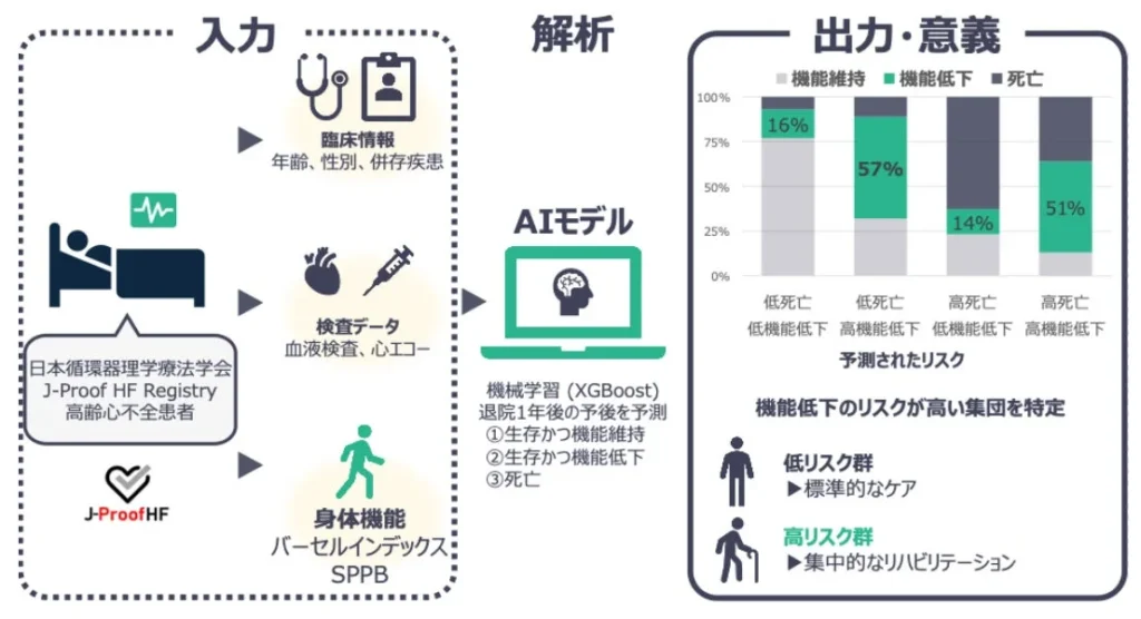 高齢心不全患者の「自立を失うリスク」をAIが高精度で予測 ―新たな高リスク群を発見し、個別化されたリハビリテーションへ―