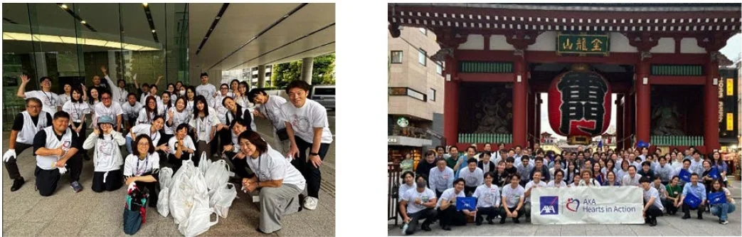 AXA Week for Good 清掃活動と雷門での集合写真